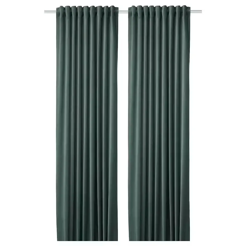 

Затемняющие шторы Ikea Sanela 2 шт, серо-зеленый