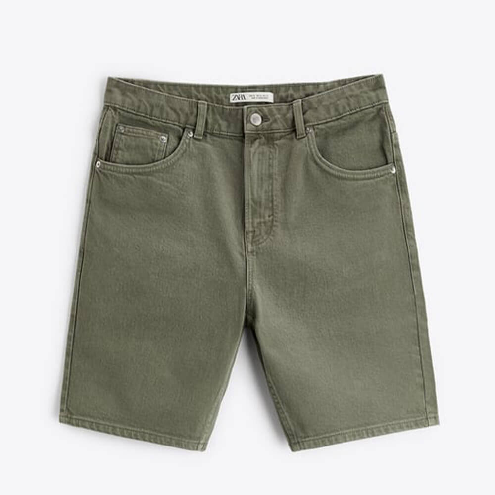 

Шорты Zara Basic Coloured Bermudas, тёмный хаки