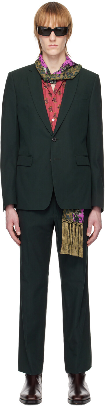 

Зеленый однобортный костюм Dries Van Noten