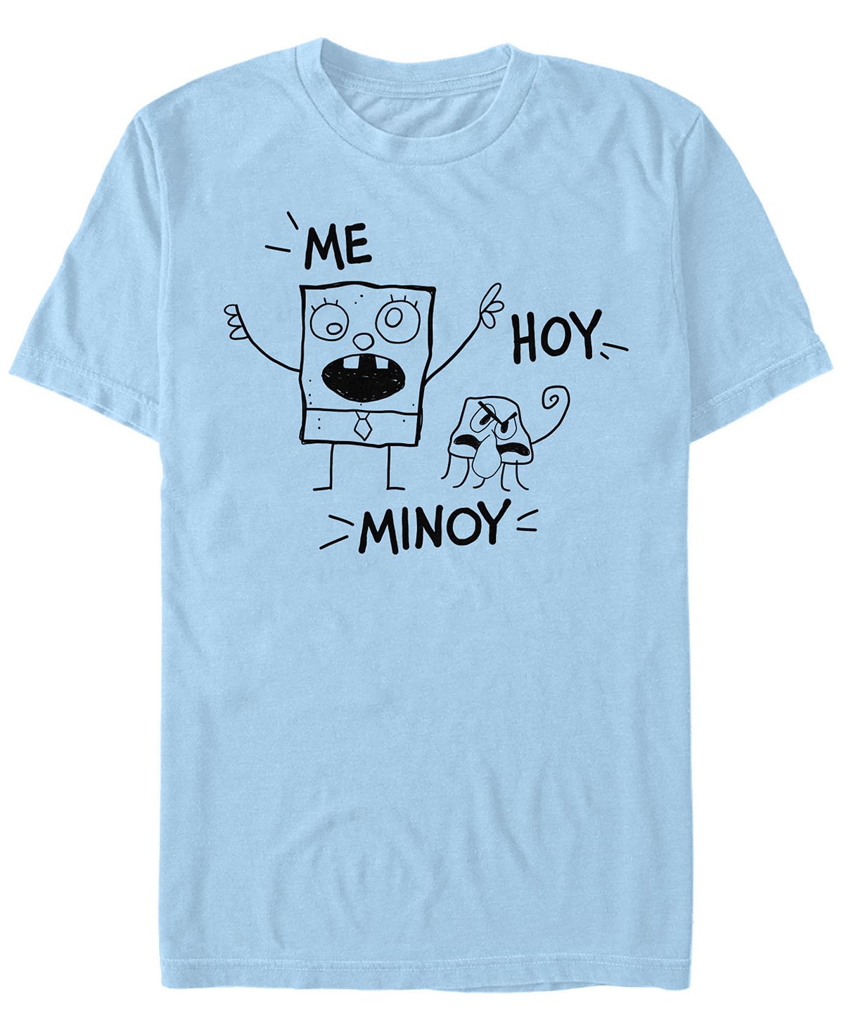 Мужская футболка с круглым вырезом и короткими рукавами doodlebob and squid Fifth Sun, голубой широкорад а б и на тихом океане