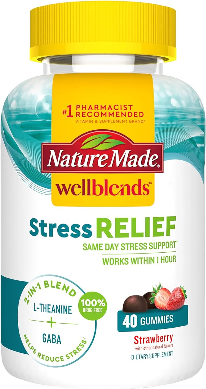 цена Nature Made Wellblends, жевательные конфеты для снятия стресса, 40 жевательных конфет со вкусом клубники