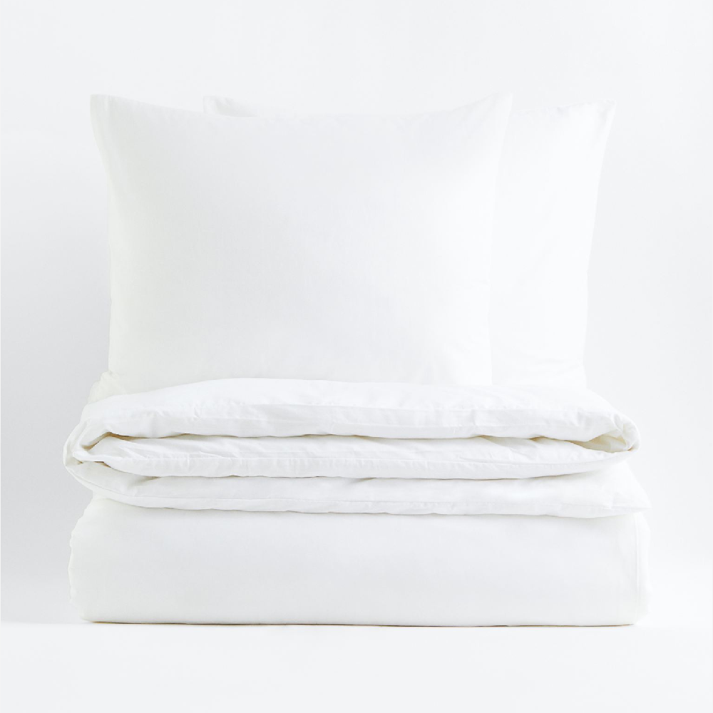 Комплект двуспального постельного белья H&M Home Cotton, белый цена и фото