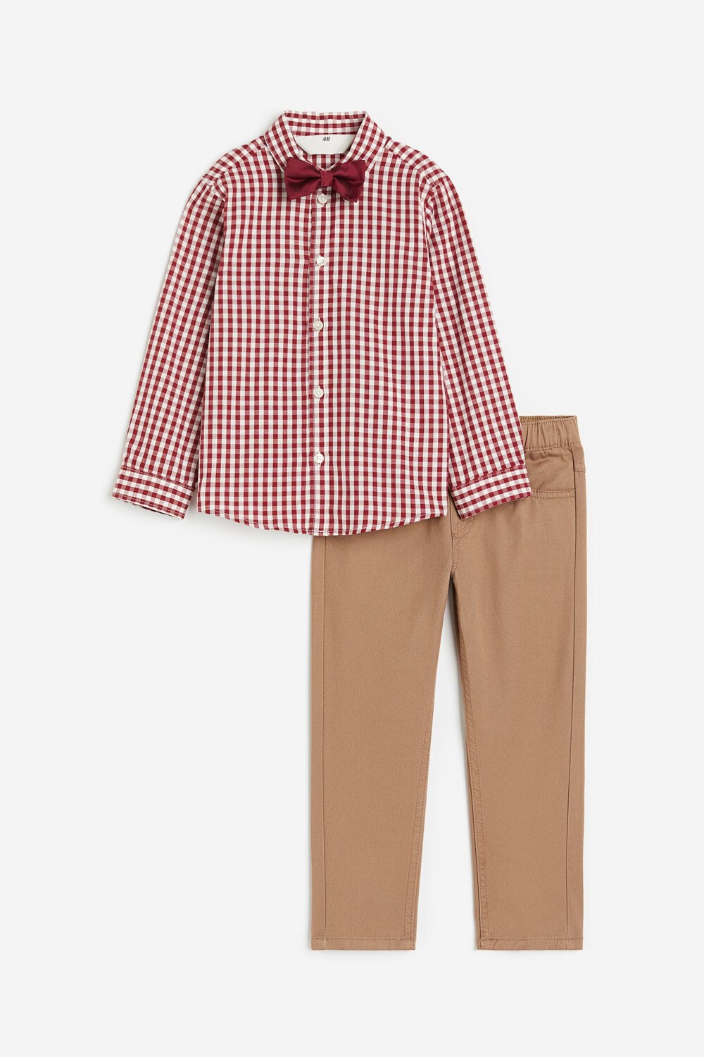 

Комплект рубашка, брюки, бабочка H&M, 3 предмета, красный
