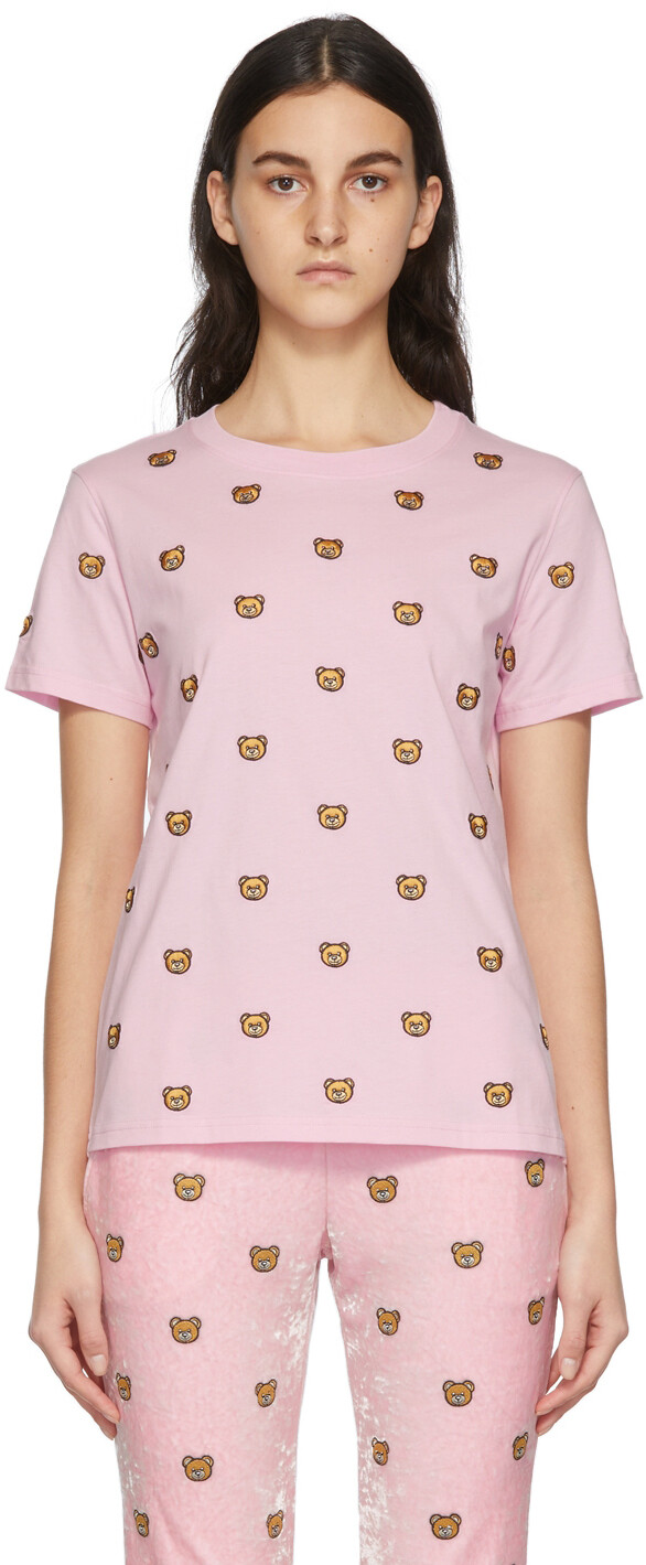 

Розовая футболка со сплошным плюшевым принтом Moschino, Розовый