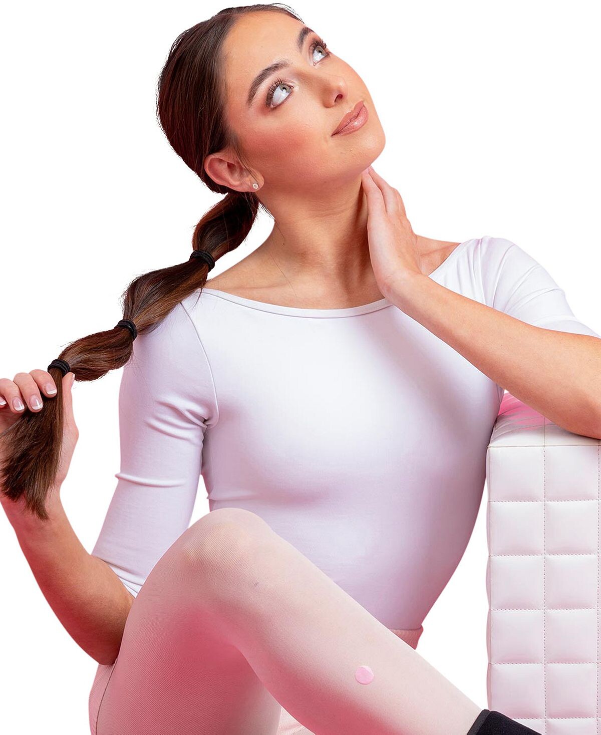 

Купальник с вырезом лодочкой и рукавом 3/4 Capezio, белый