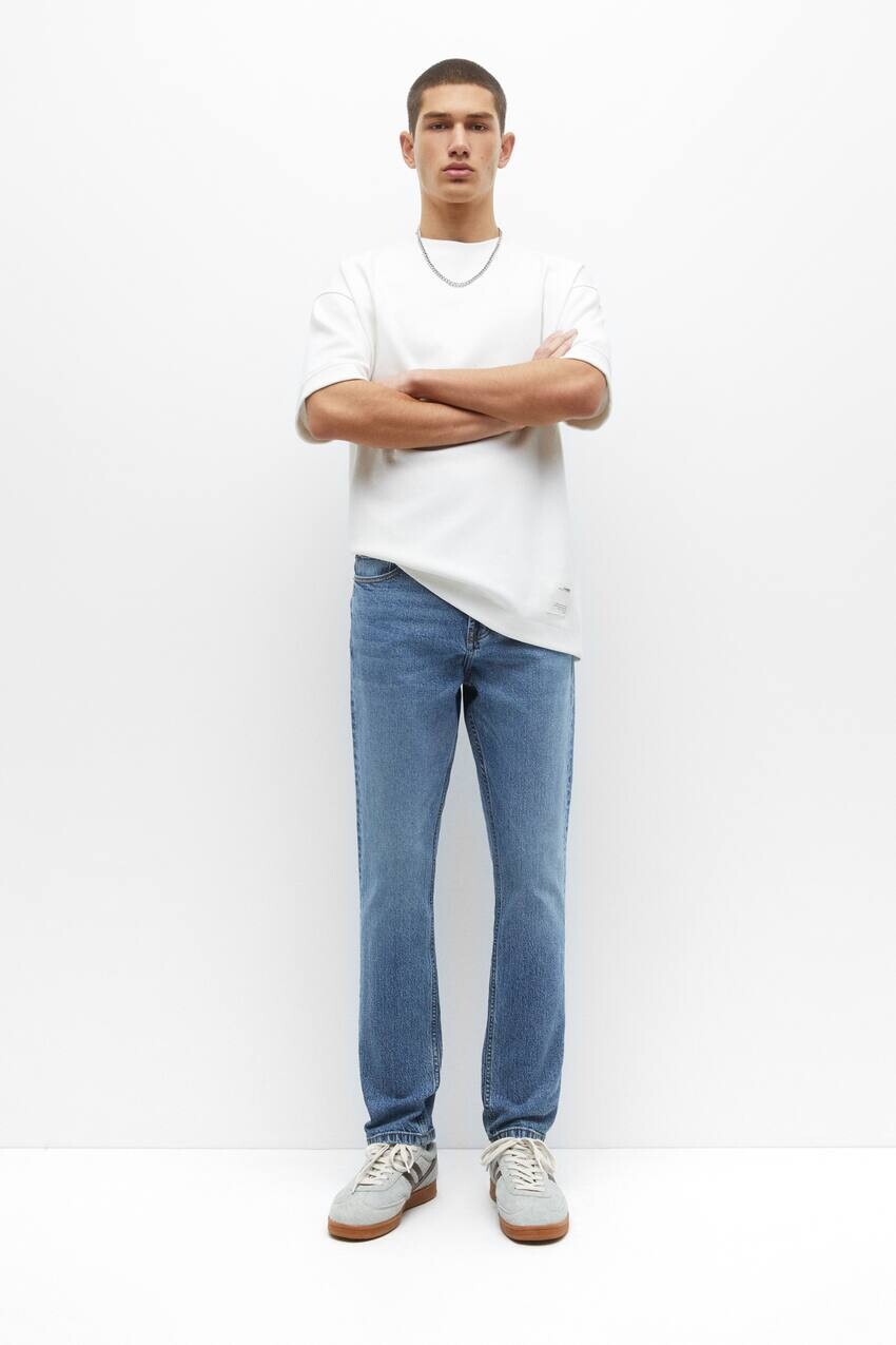 

Базовые джинсы прямого кроя Pull&Bear, бледный индиго, Синий