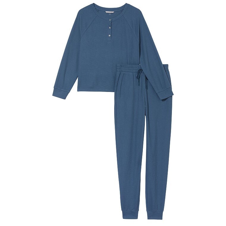 

Пижама Victoria's Secret Glow Waffle Henley Jogger, синий