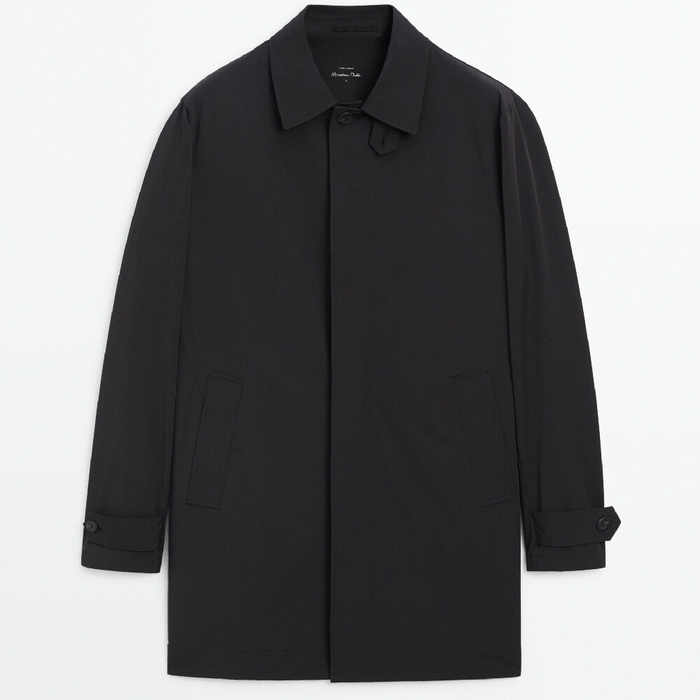 

Тренч Massimo Dutti Technical, темно-синий