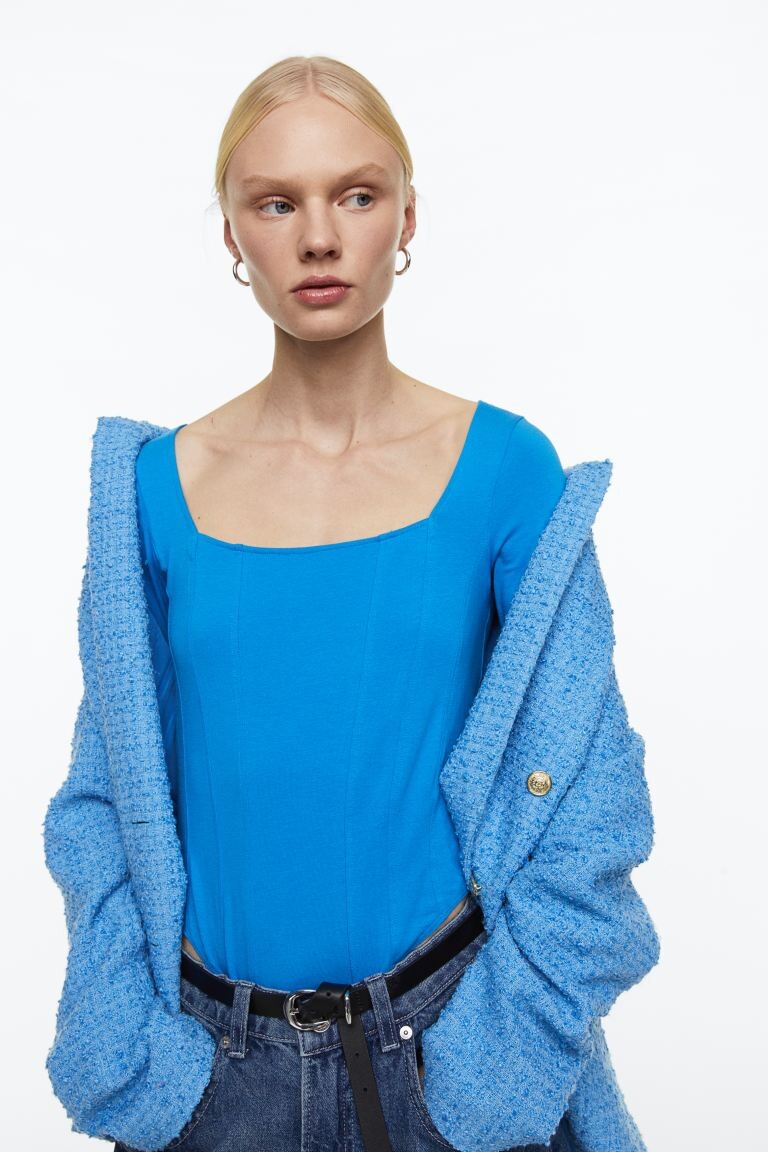 

Боди с длинными рукавами H&M, синий