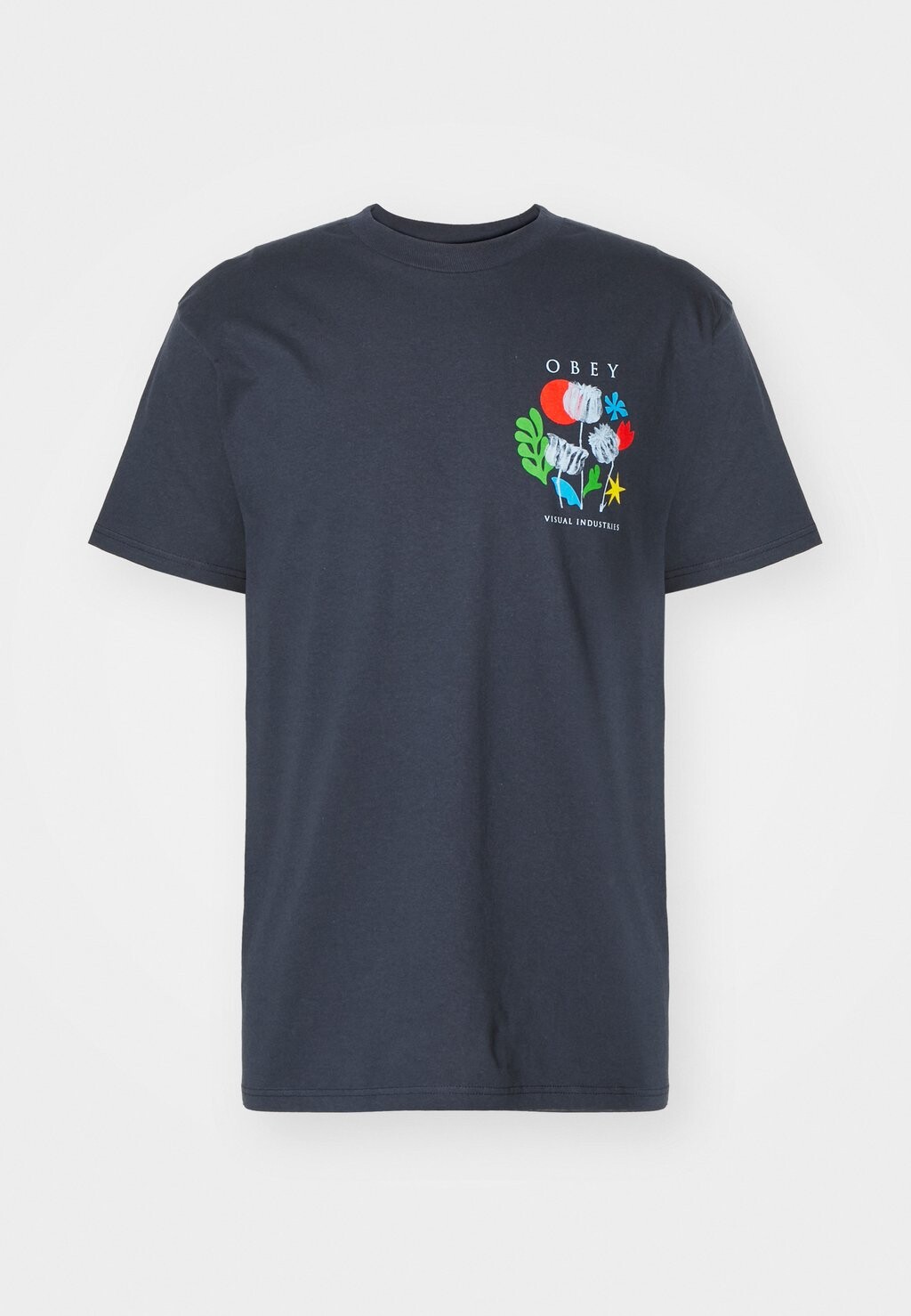 

Футболка с принтом FLOWERS PAPERS SCISSORS UNISEX Obey Clothing, цвет navy