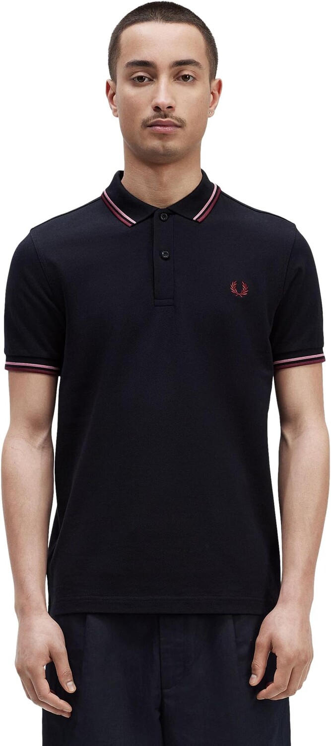 

Рубашка-поло Twin Tipped Shirt Fred Perry, цвет Navy/Dusty Rose Pink/Oxblood