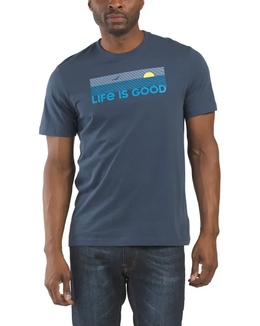 

Классическая футболка с линейным видом на океан Life Is Good, темно-синий