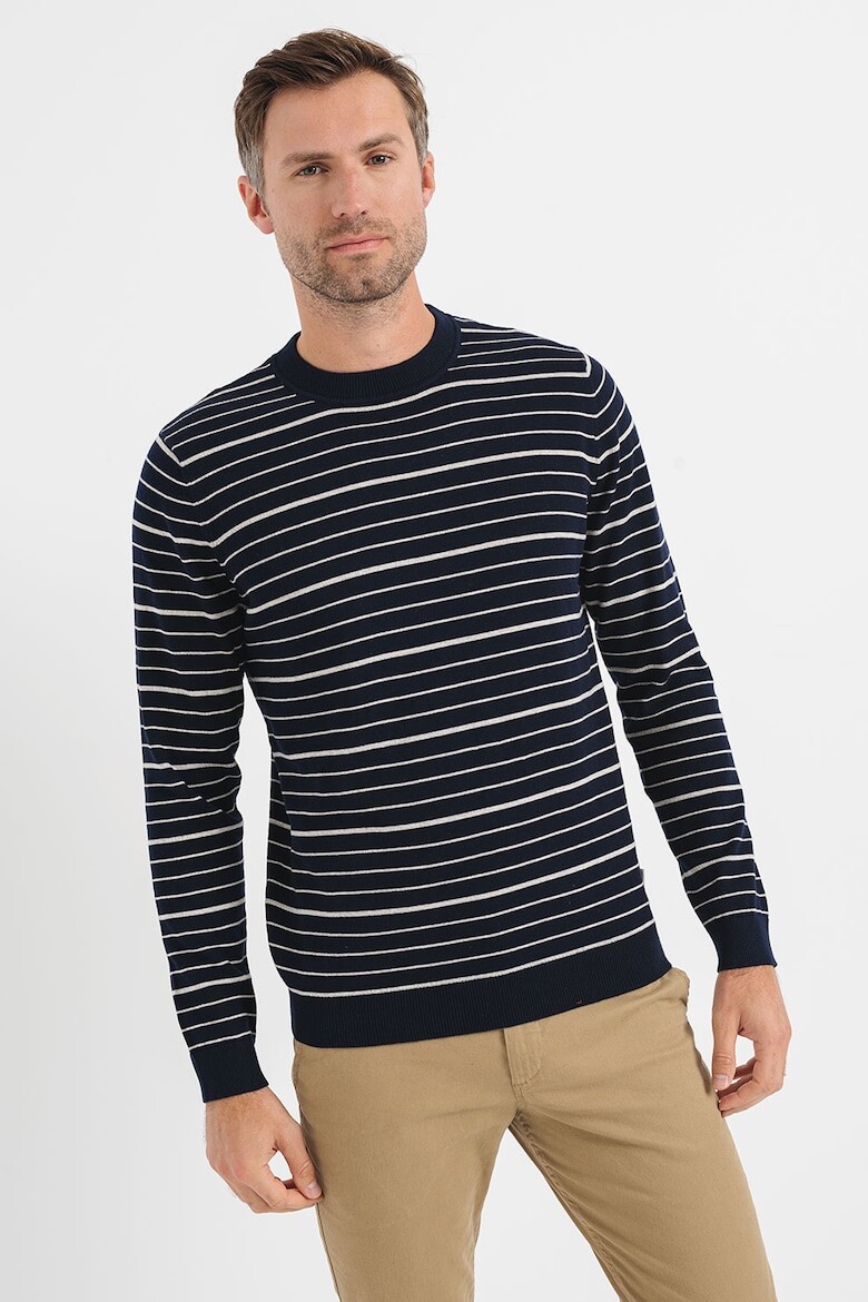 

Полосатый хлопковый свитер Niko Jack & Jones, синий