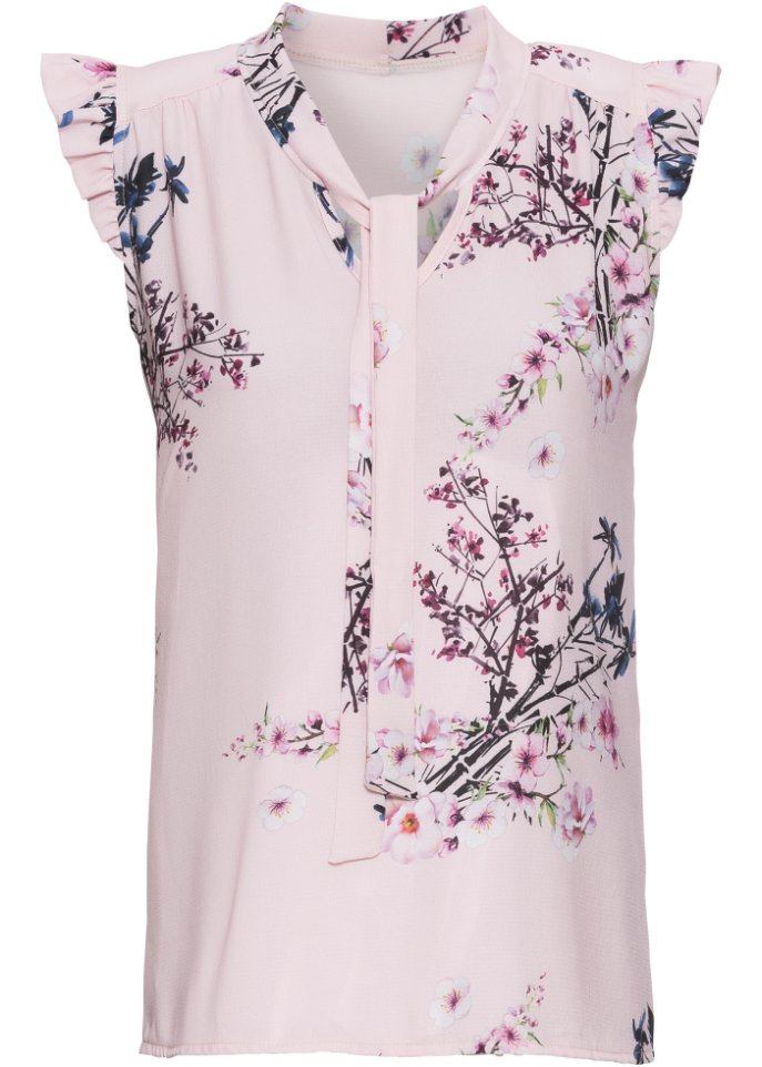 Блузка с завязками без рукавов с принтом Bodyflirt, розовый