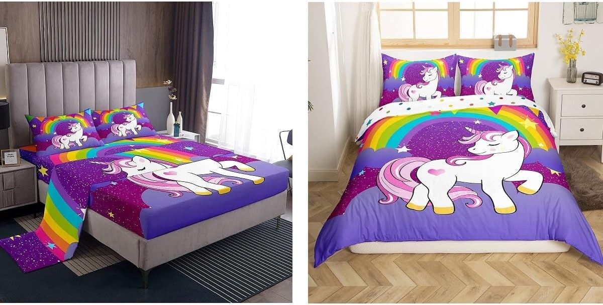 

Erosebridal 5 шт. Простыни Uincorn и пододеяльник Twin