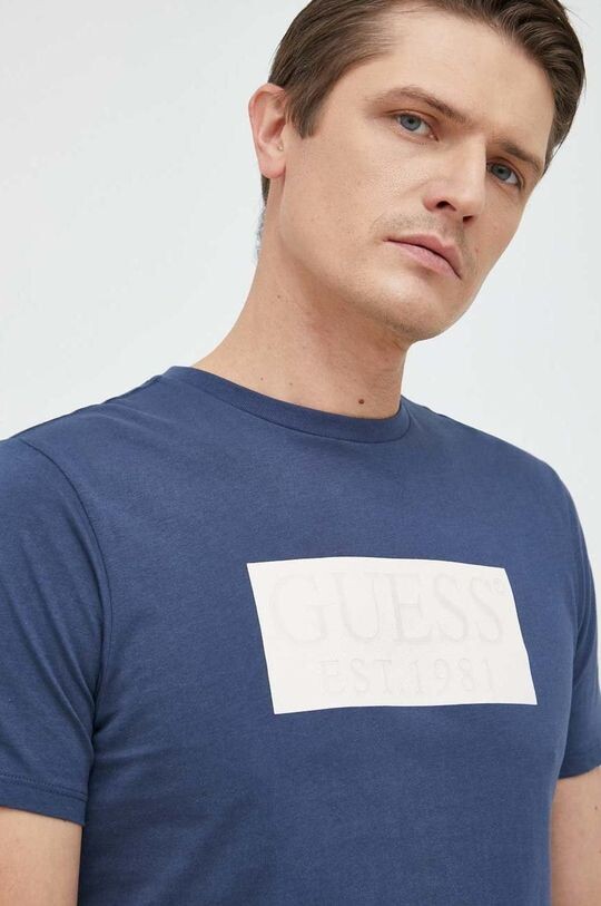 

Хлопковая футболка Guess, темно-синий