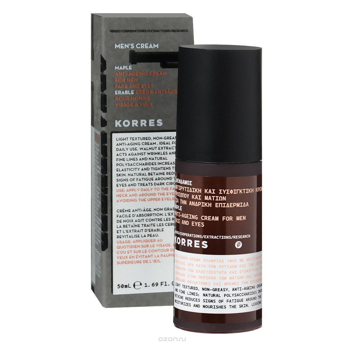 

Korres Men's Cream Maple Anti-Ageing Cream против морщин крем для лица и глаз с кленовым сиропом 50мл