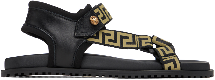 Черные сандалии Greca Versace