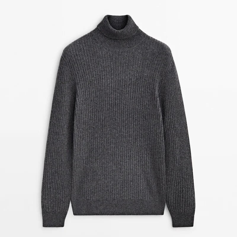 

Свитер Massimo Dutti Wool Blend High Neck, темно-серый