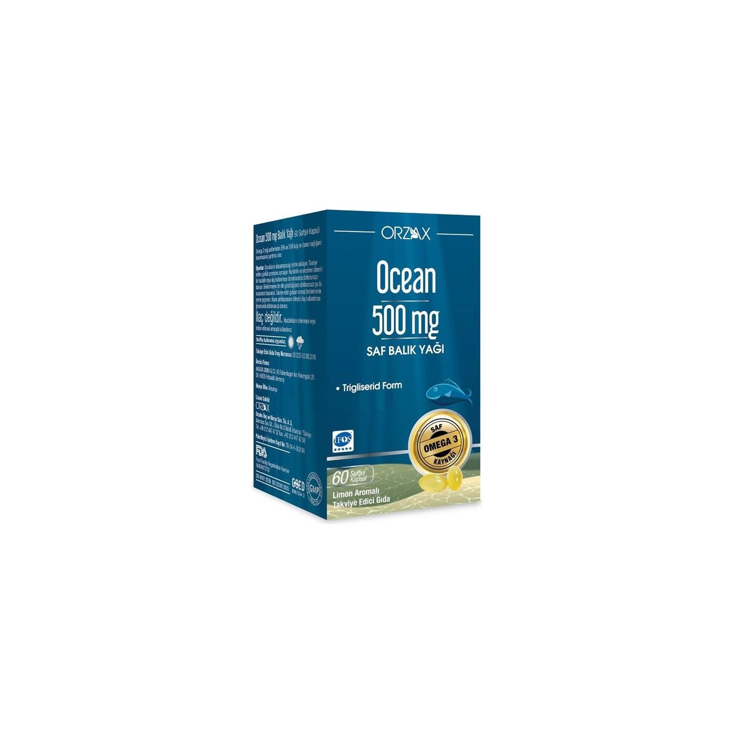 Омега-3 Orzax Ocean 500 мг, 60 капсул рыбий жир ocean 500 мг 3 упаковки по 60 капсул