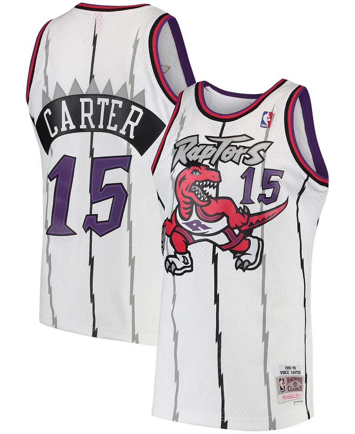 Мужская футболка vince carter white toronto raptors 1997-98 hardwood classics swingman jersey Mitchell & Ness, белый цена и фото