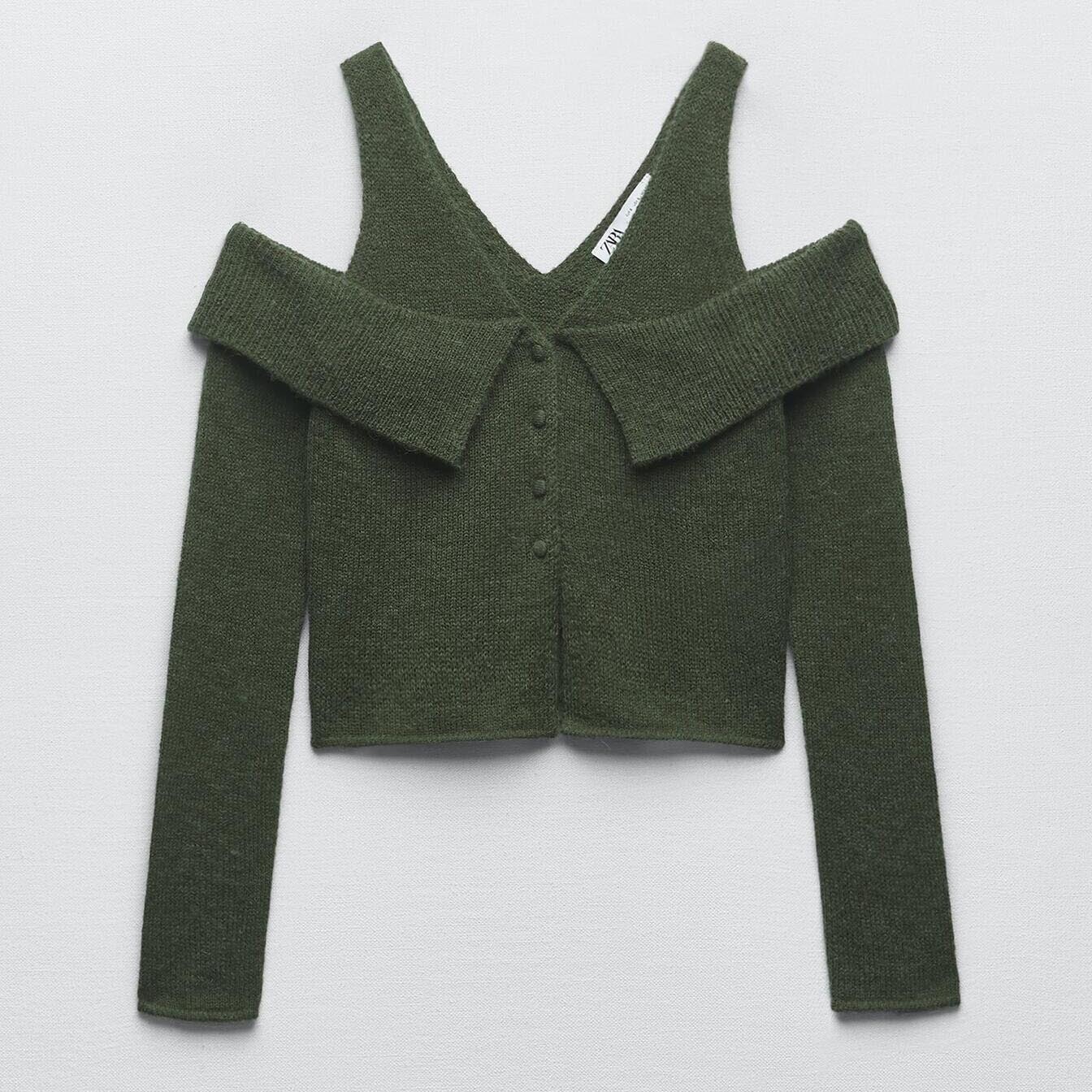 

Кардиган Zara Wool Blend Knit, зеленый