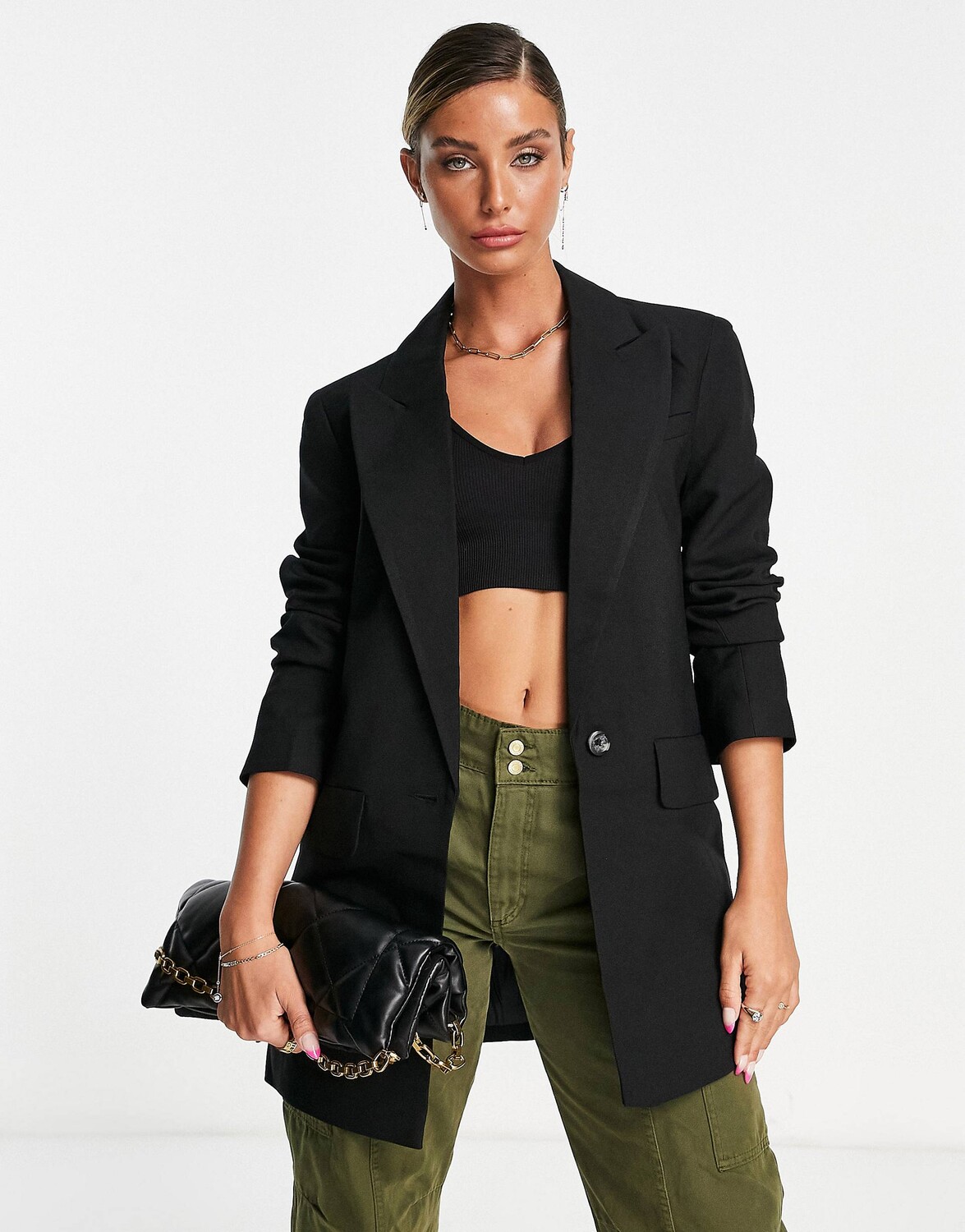 

Черный удлиненный блейзер ASOS DESIGN new perfect line