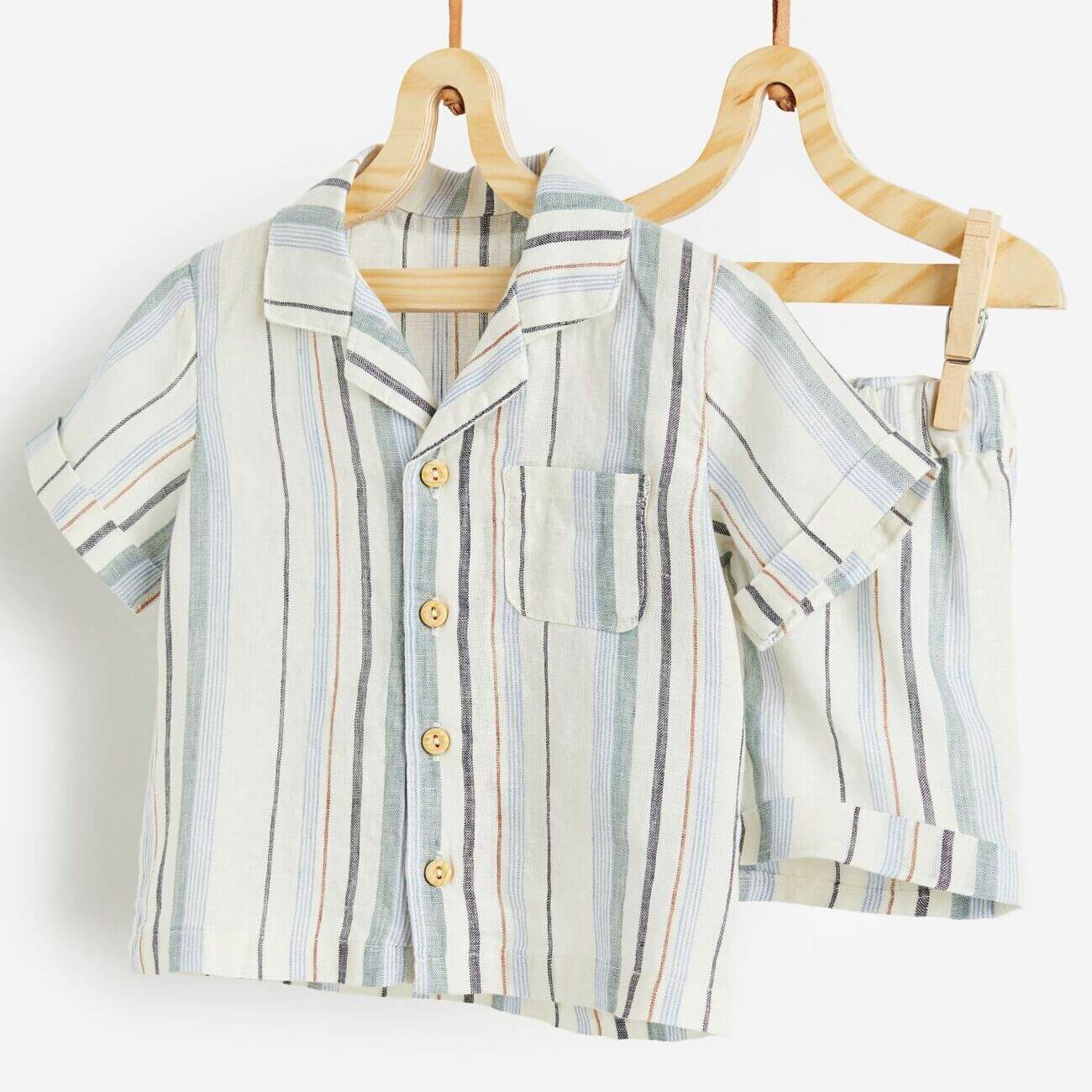 

Комплект одежды H&M Striped Linen, 2 предмета, голубой