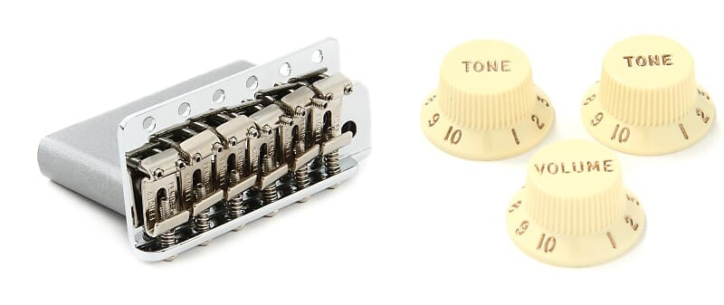 

Мост Fender American Vintage Strat Tremolo в сборе — хромированный комплект со сменными ручками Fender Stratocaster — состаренный белый 0991369000=1 0992049000=1