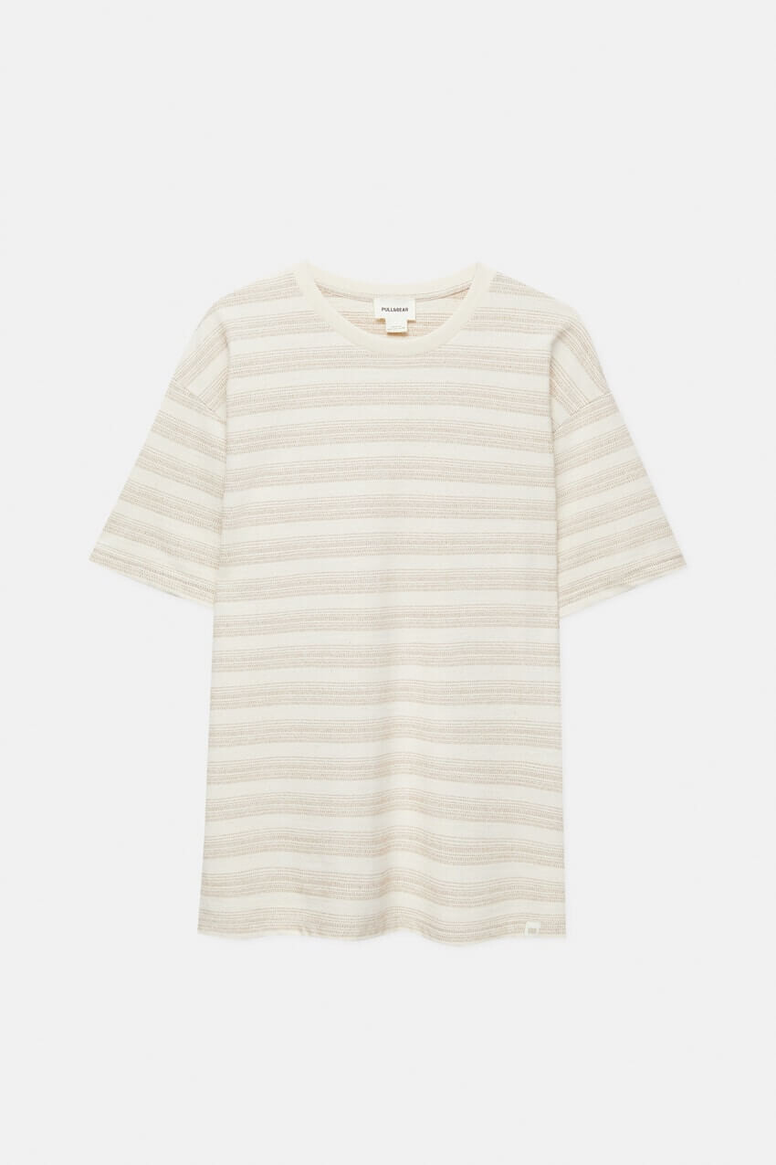 

Футболка в полоску Pull&Bear Short Sleeve, бежевый