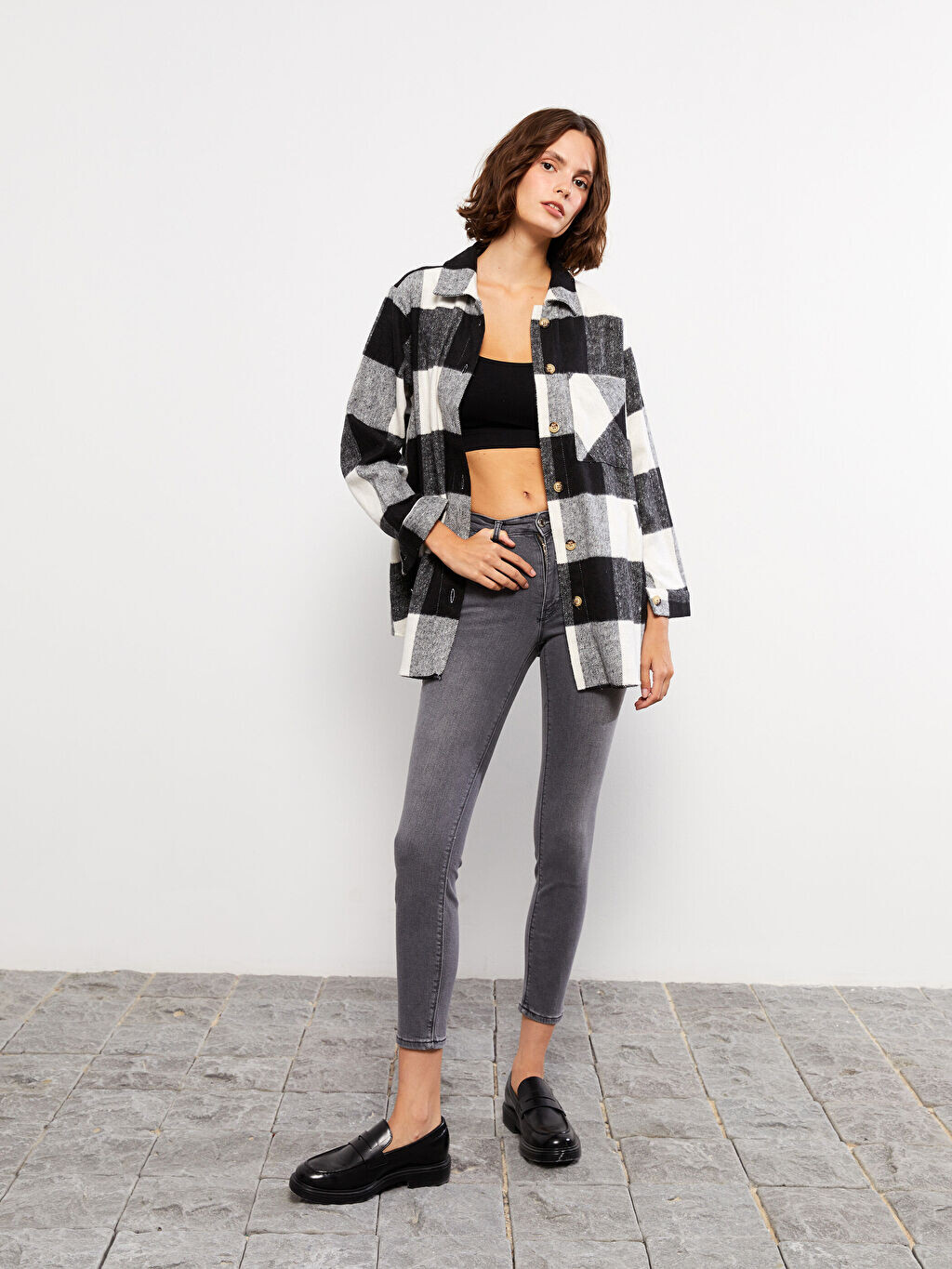 

Женские прямые джинсы скинни с нормальной талией LCW Jeans