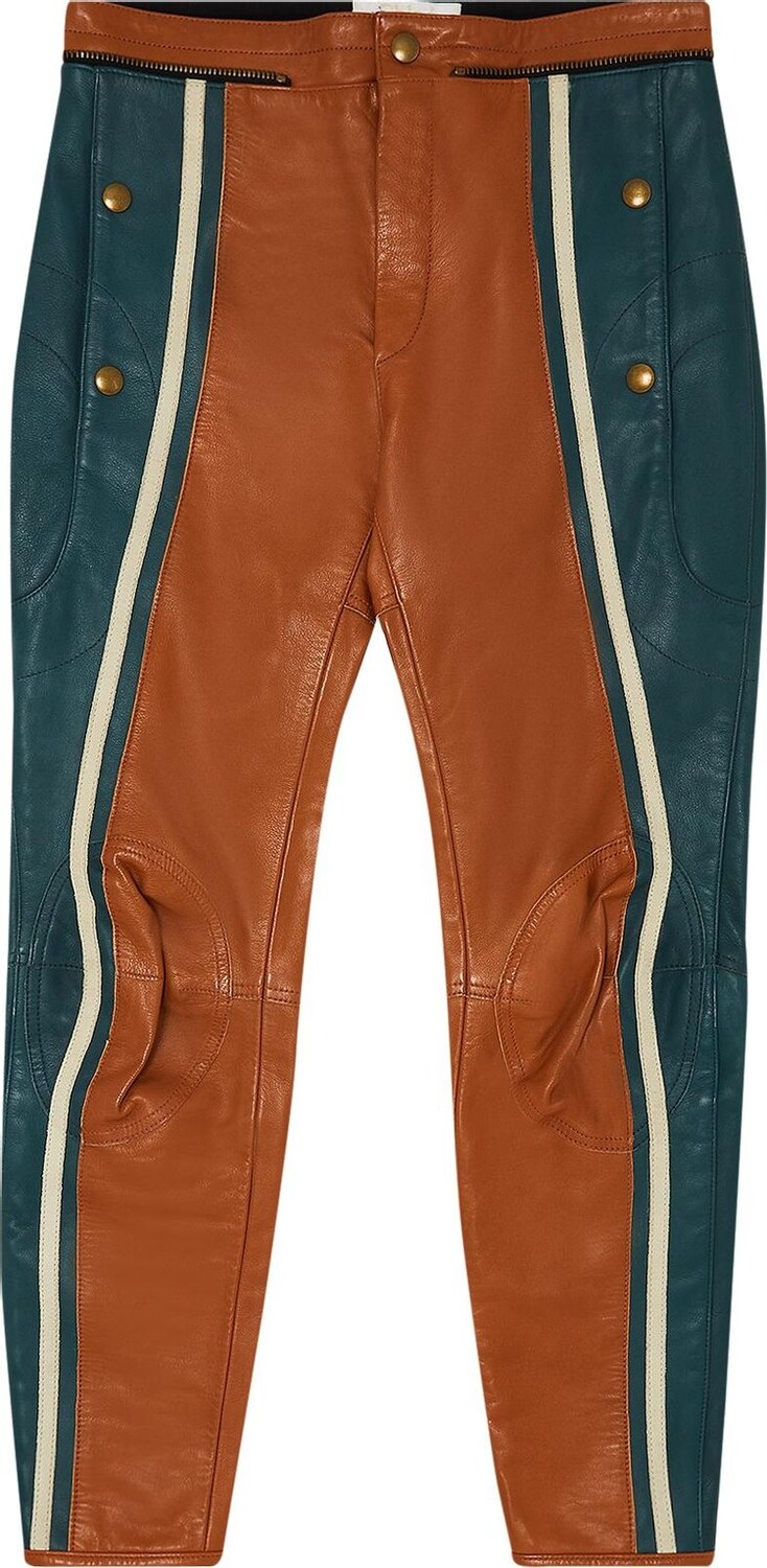 

Брюки Pre-Owned Chloé Leather Cropped Biker Pants Camel, загар