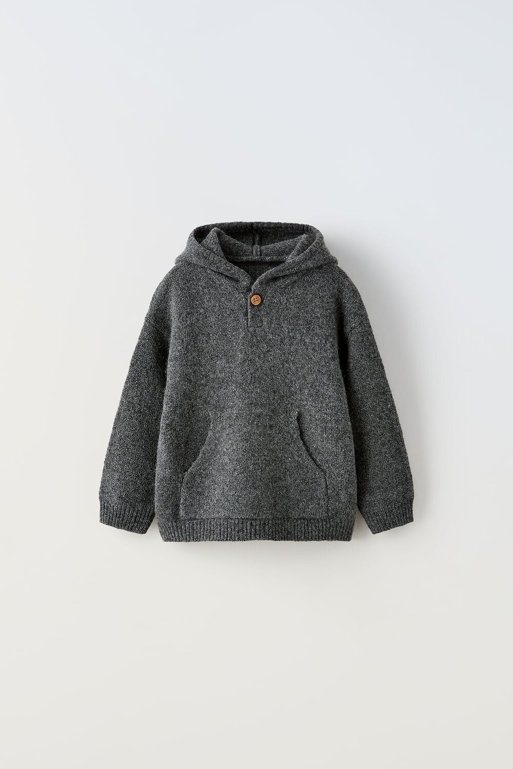 

Трикотажный свитер soft touch с капюшоном ZARA, средне-серый