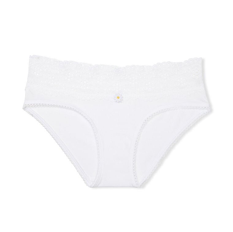 

Трусы Victoria's Secret Lace Waist Cotton Hiphugger, белый