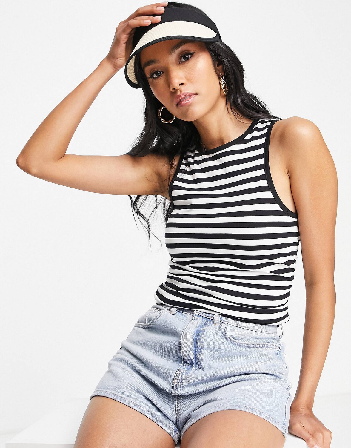 

Майка в полоску со сборками ASOS DESIGN
