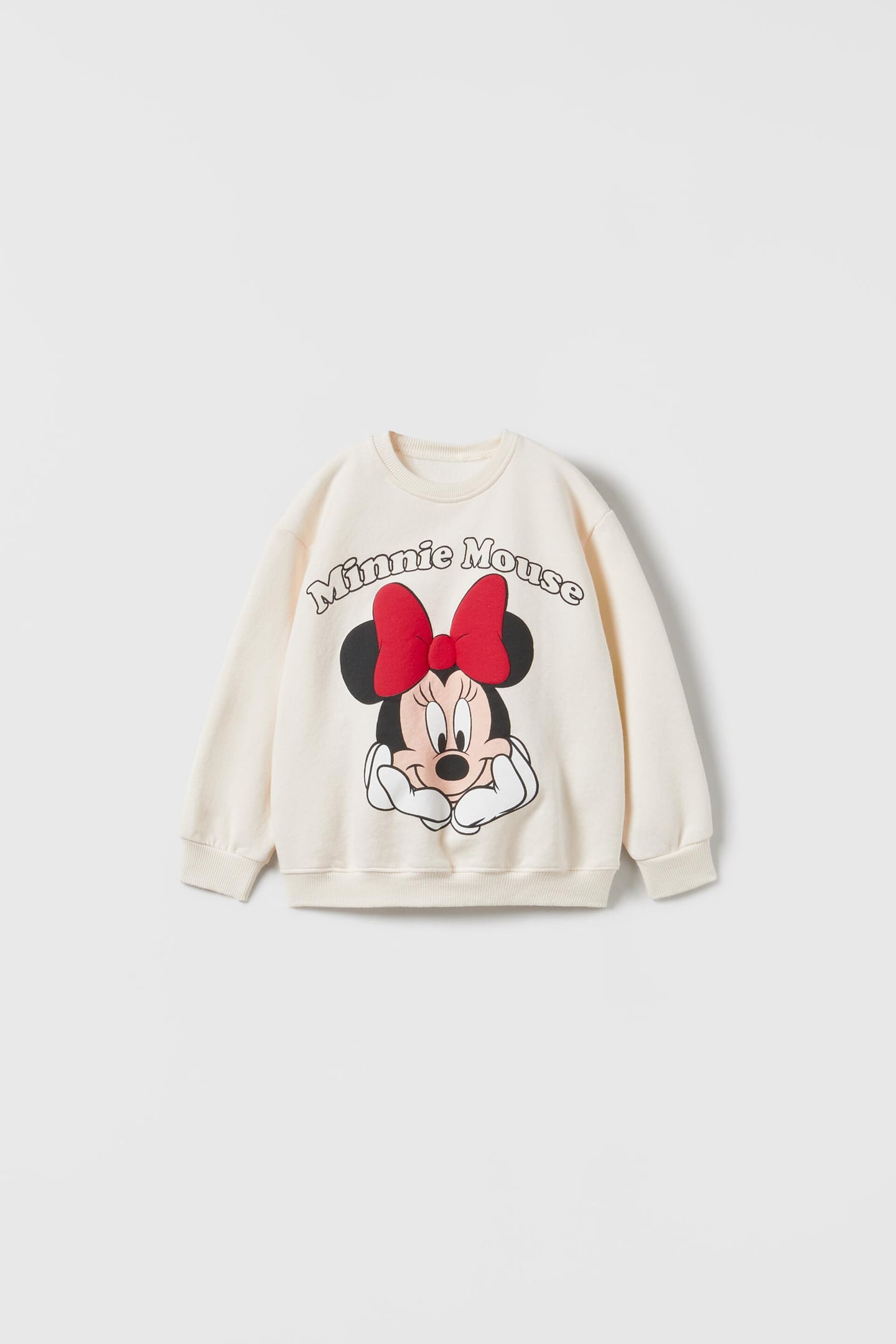 Футболка с минни маусом с тиснением disney ZARA, экру - фото