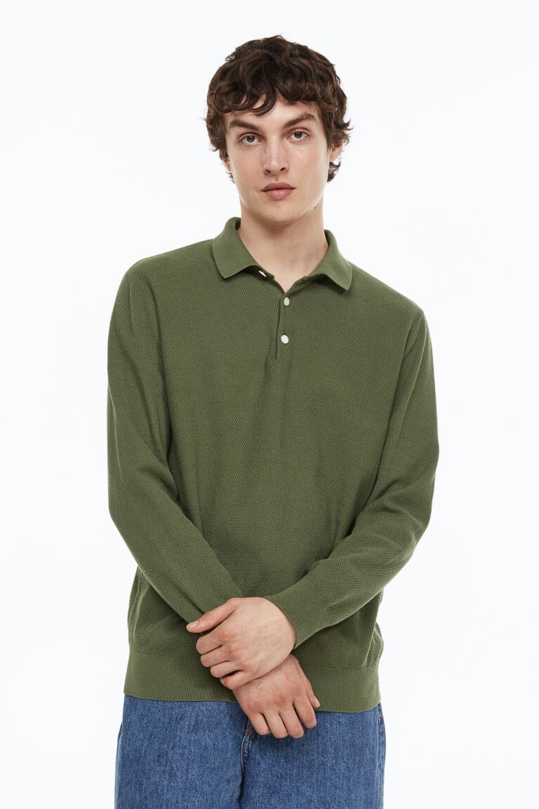 

Рубашка-поло классического кроя H&M, темно-зеленый