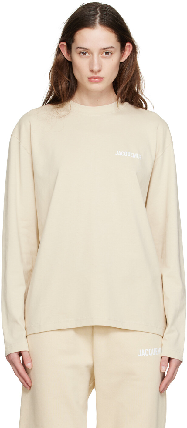 

Бежевая футболка с длинным рукавом Le Papier 'Le T-Shirt Manches' Jacquemus