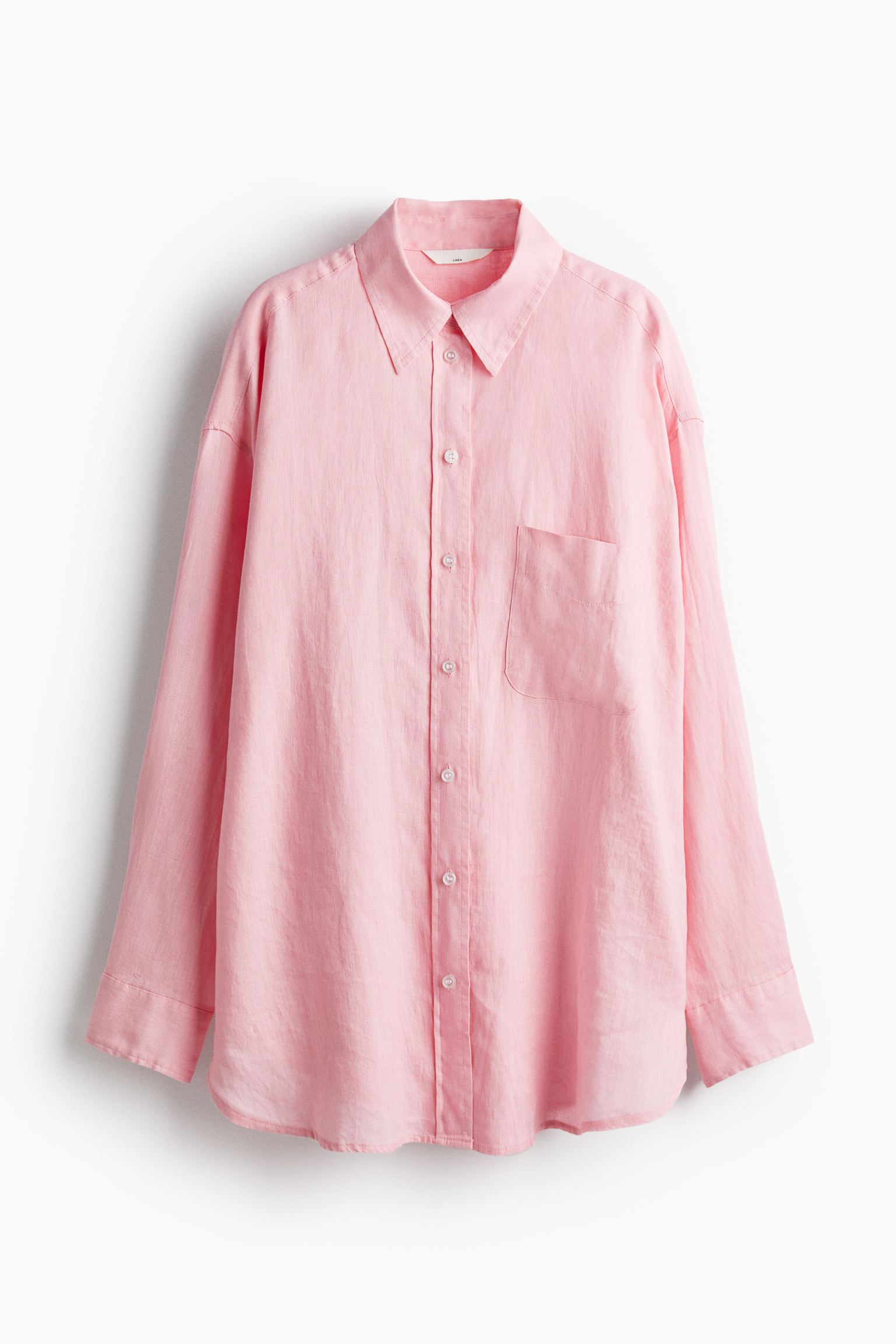 Рубашка H&M Oversized Linen, светло-розовый рубашка zara oversized linen розовый