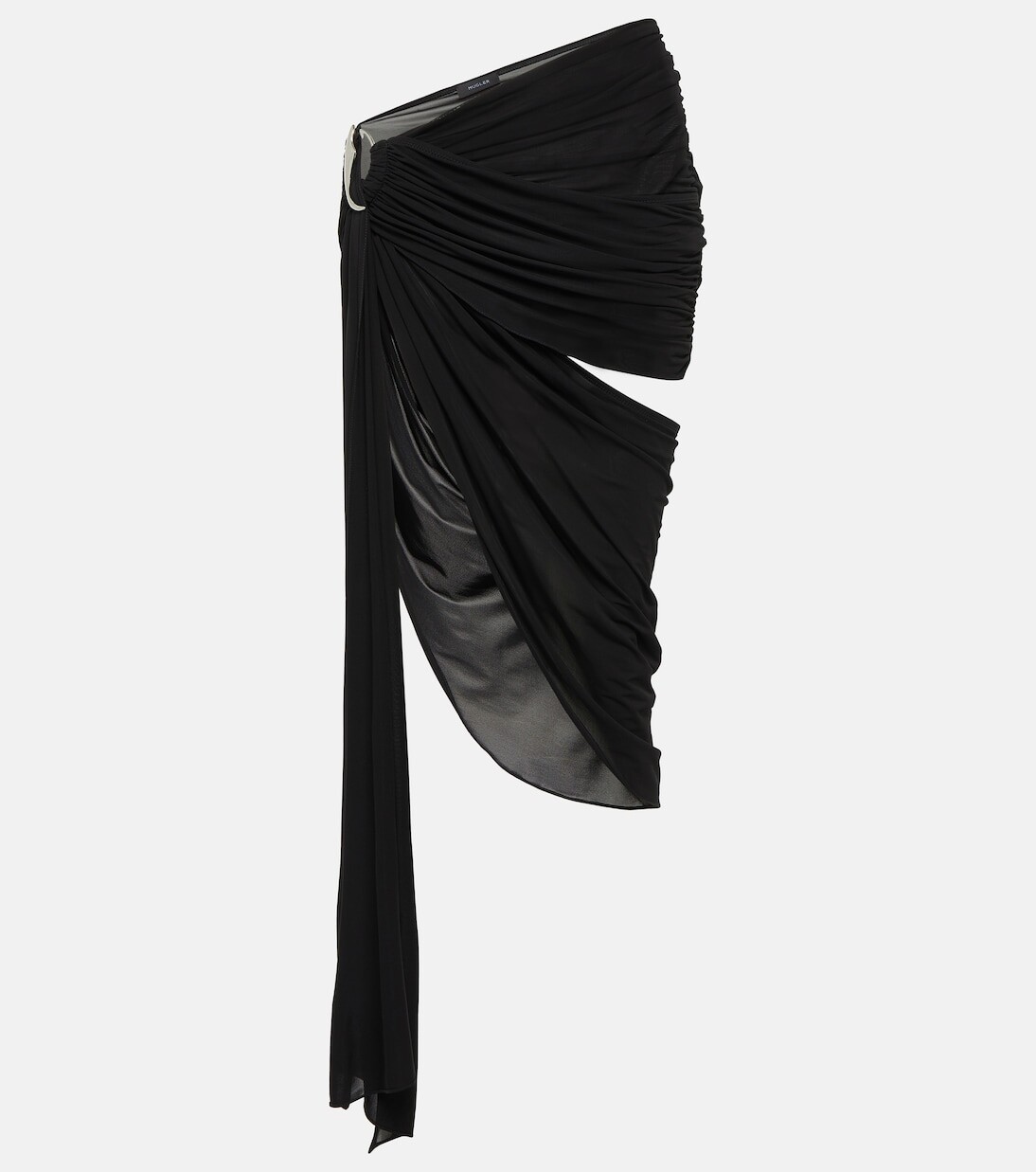 

Асимметричное пляжное платье из крепа Mugler, черный