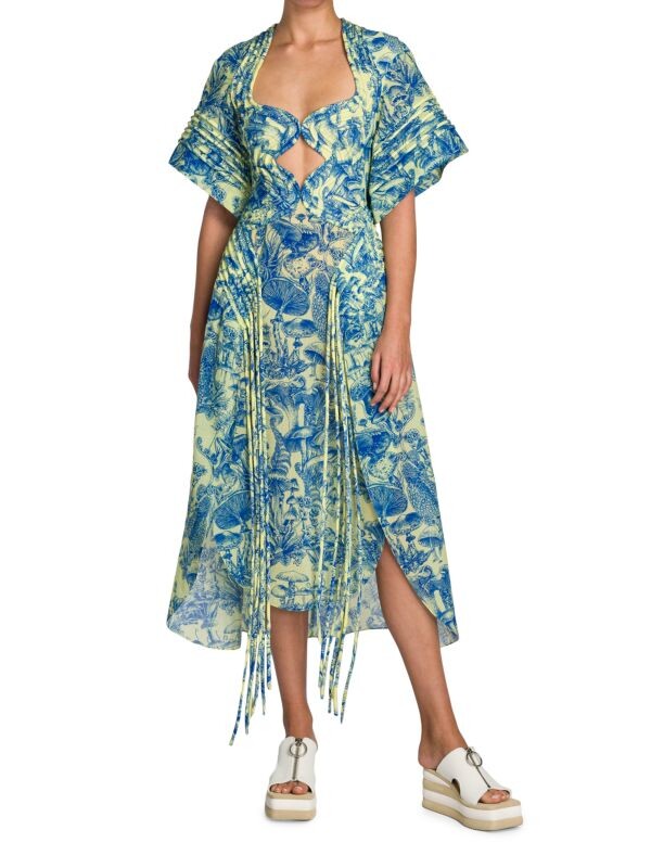 

Платье Шелковое Stella McCartney Fungi Forest с вырезами, banana blue