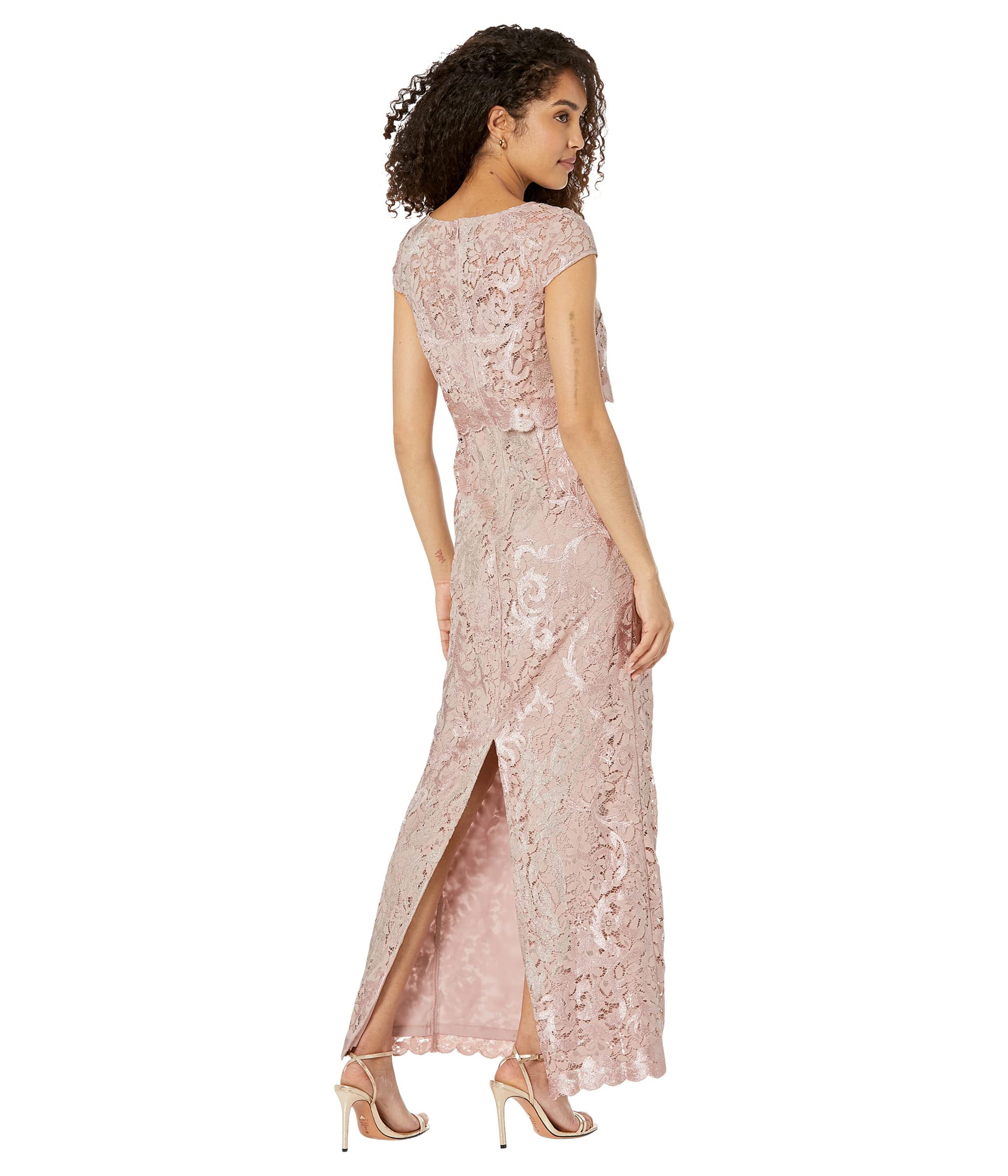 Adrianna Papell Embroidered Lace Long Pop Over