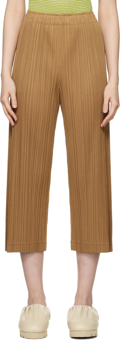 

Коричневые брюки со складками Pleats Please Issey Miyake, Коричневый