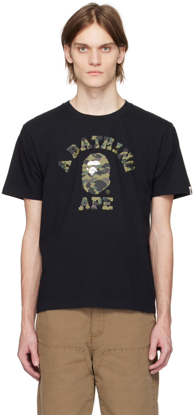 

Черная футболка колледжа 1st Camo BAPE, Черный