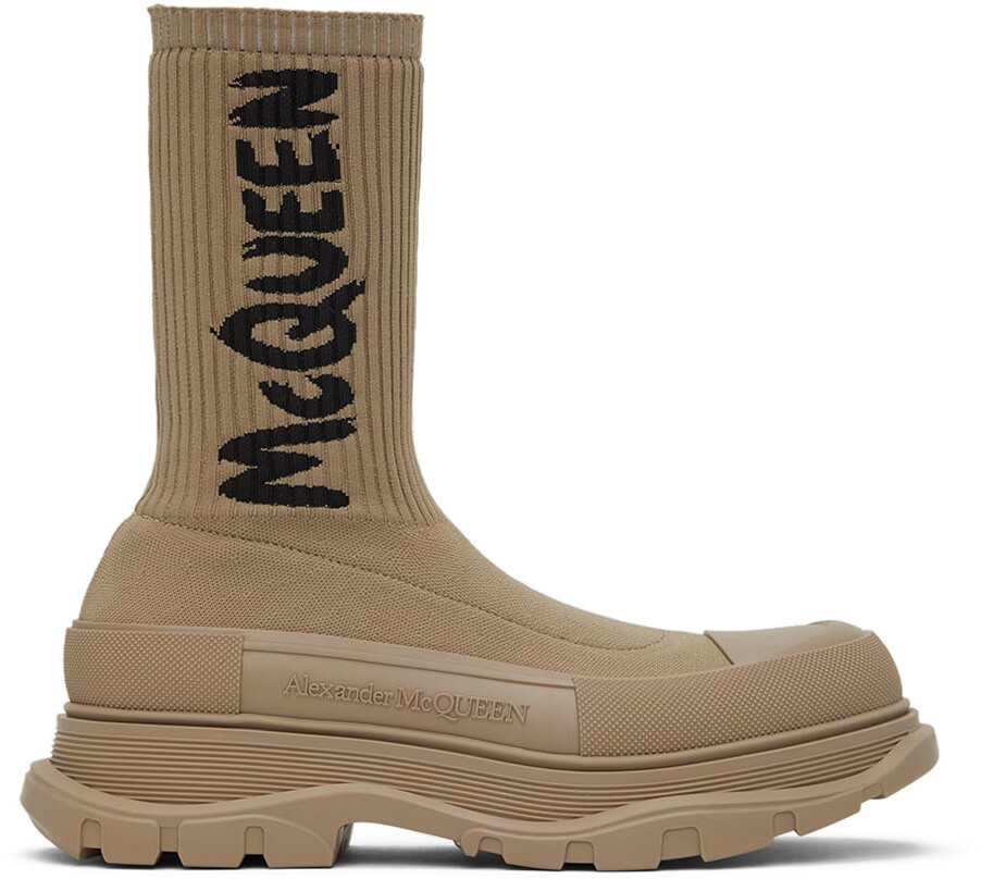 

Бежевые вязаные кроссовки с эффектом граффити Alexander McQueen