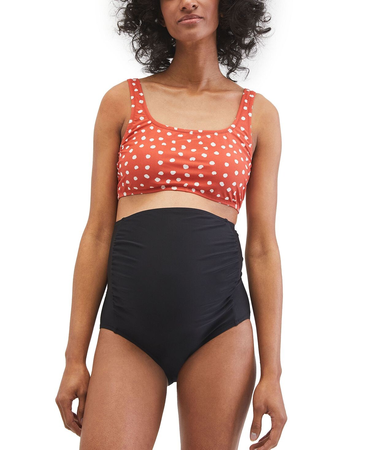 

Низ бикини с высокой талией beach bump upf 50+ Motherhood Maternity, черный