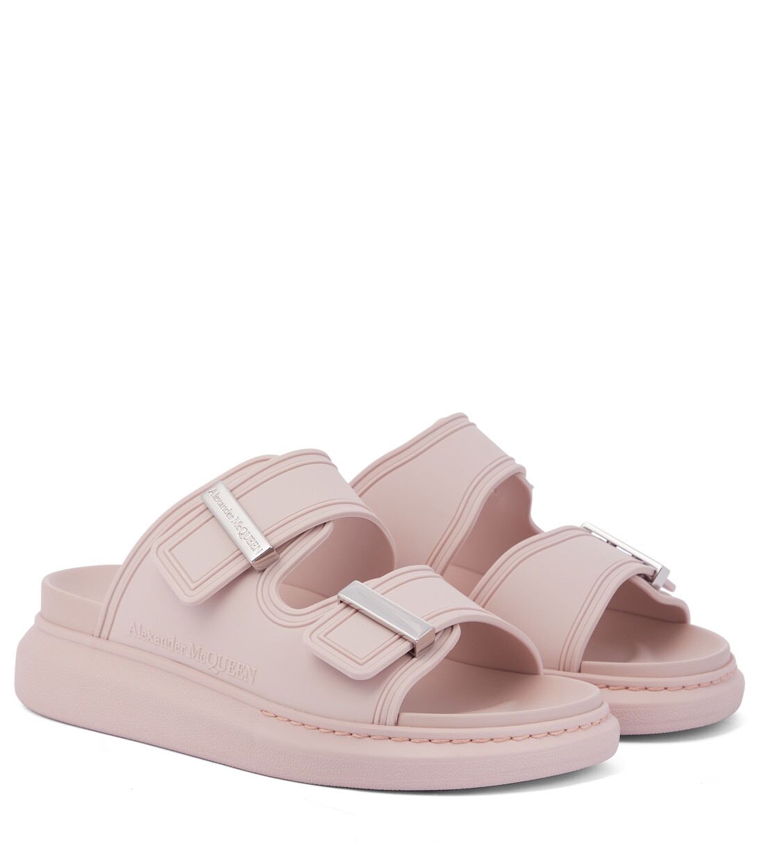 

Резиновые шлепанцы с пряжкой-логотипом Alexander McQueen, розовый