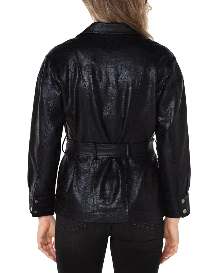 Куртка Liverpool Los Angeles Belted Moto Jacket, цвет Black Crackled Coated Knit