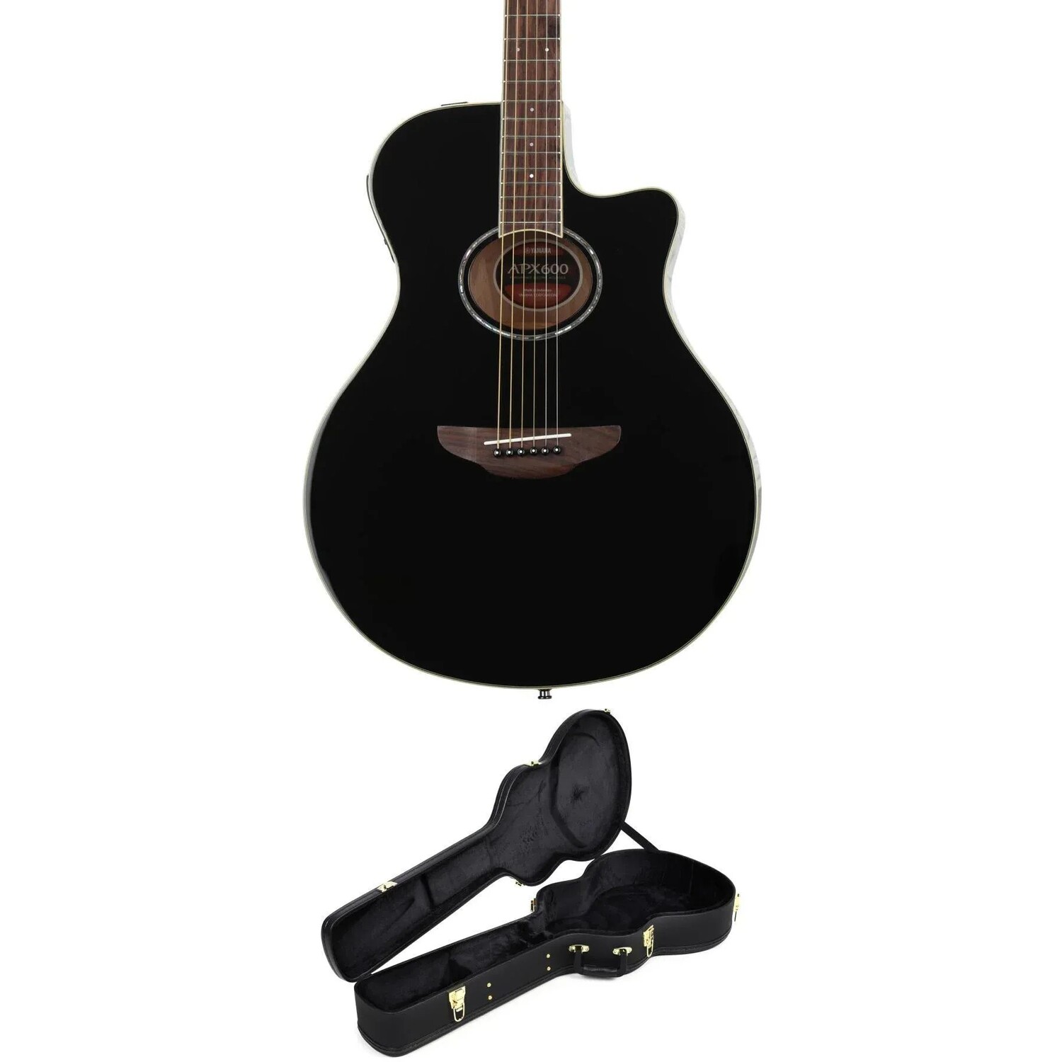 

Yamaha APX600 с тонким вырезом и корпусом — черный