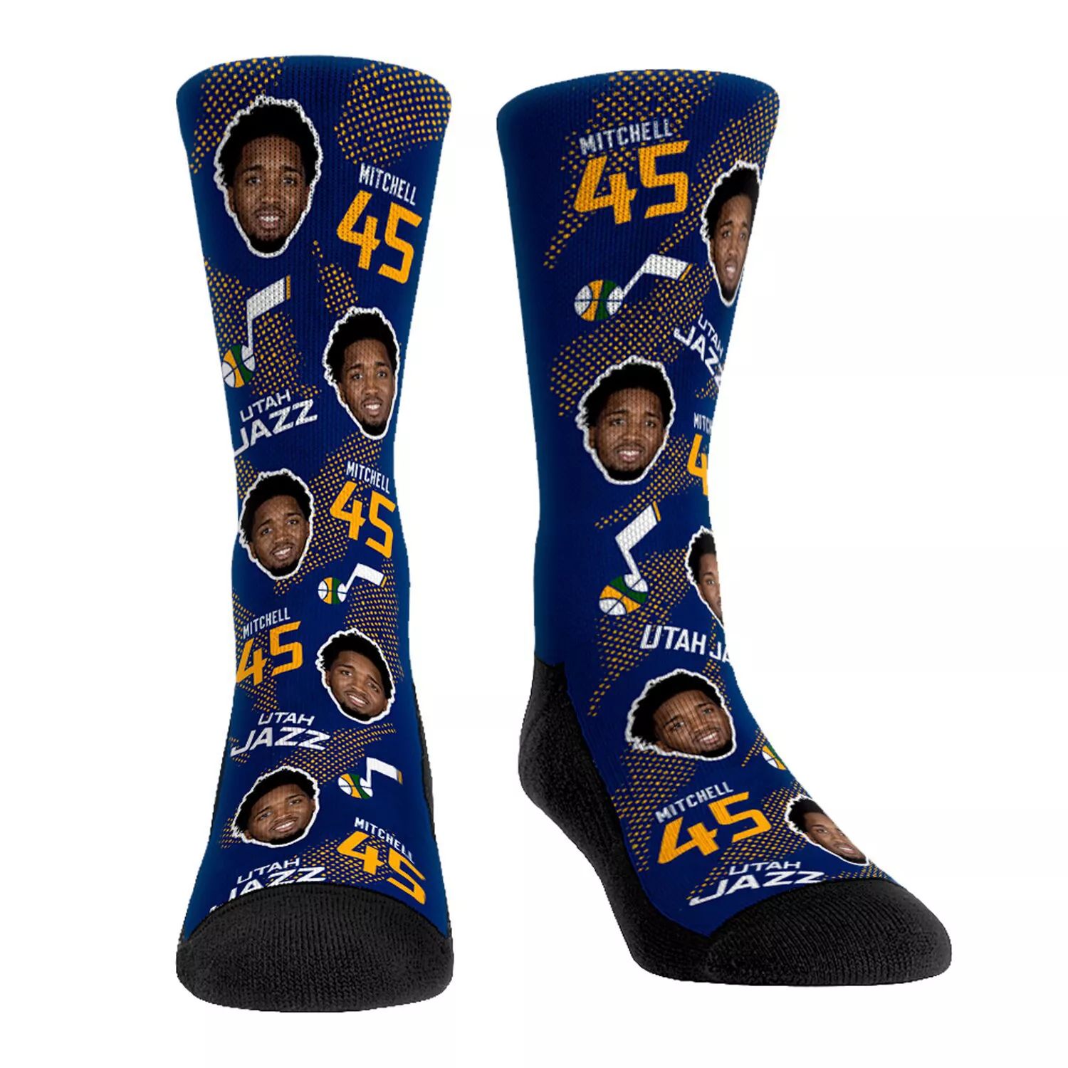 Мужские носки Rock 'Em Socks Donovan Mitchell Utah Jazz Player Allover Crew Socks